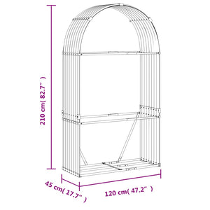 Θήκη Κορμών Ανθρακί 120x45x210 εκ. από Γαλβανισμένο Ατσάλι