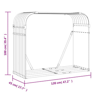 Θήκη Κορμών Ανθρακί 120x45x100 εκ. από Γαλβανισμένο Ατσάλι - Pakobazaar