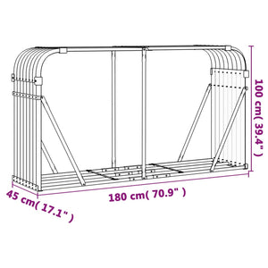 Ξυλοθήκη Ανθρακί 180x45x100 εκ. από Γαλβανισμένο Ατσάλι