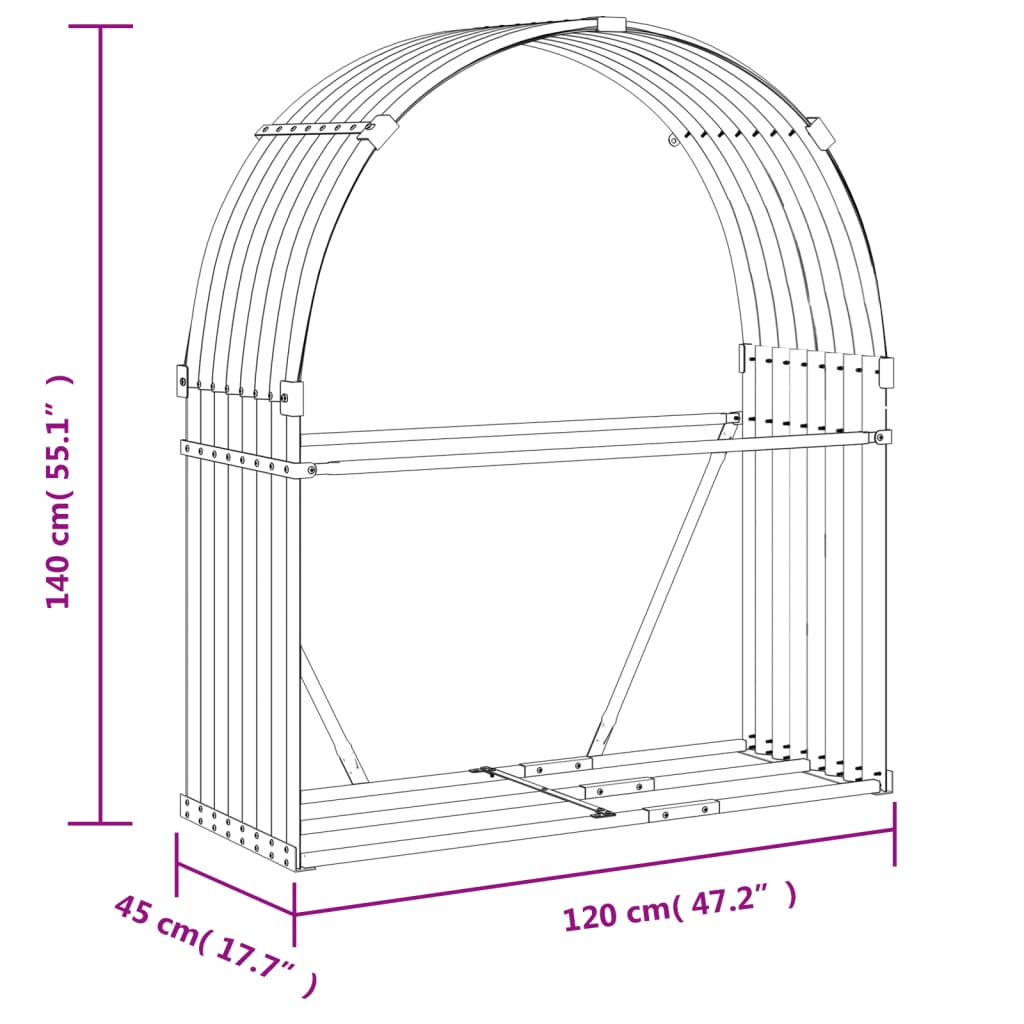 Ξυλοθήκη Καφέ 120 x 45 x 140 εκ. από Γαλβανισμένο Ατσάλι