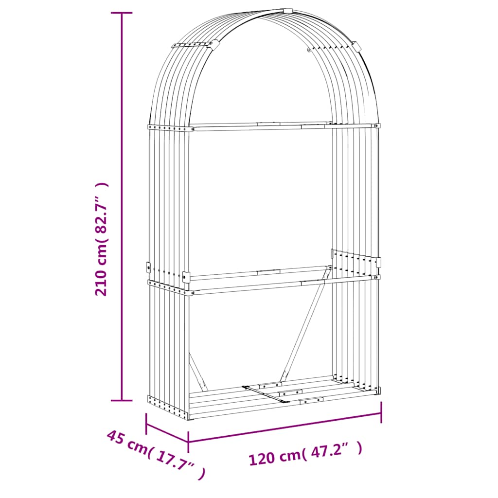 Ξυλοθήκη Ασημί 120x45x210 εκ. από Γαλβανισμένο Ατσάλι - Pakobazaar