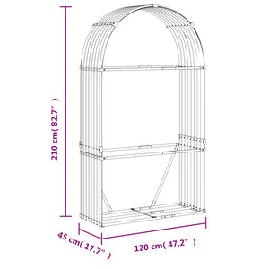Ξυλοθήκη Ασημί 120x45x210 εκ. από Γαλβανισμένο Ατσάλι - Pakobazaar