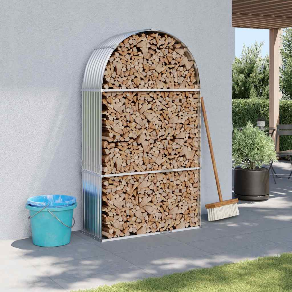 Ξυλοθήκη Ασημί 120x45x210 εκ. από Γαλβανισμένο Ατσάλι - Pakobazaar