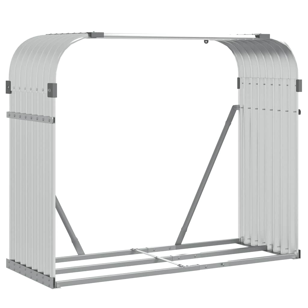 Ξυλοθήκη Ασημί 120x45x100 εκ. από Γαλβανισμένο Ατσάλι - Pakobazaar