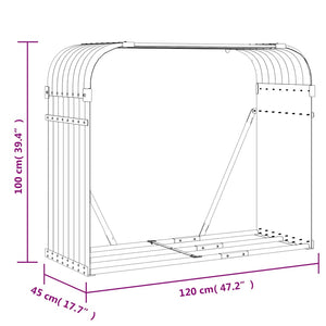 Ξυλοθήκη Ασημί 120x45x100 εκ. από Γαλβανισμένο Ατσάλι - Pakobazaar