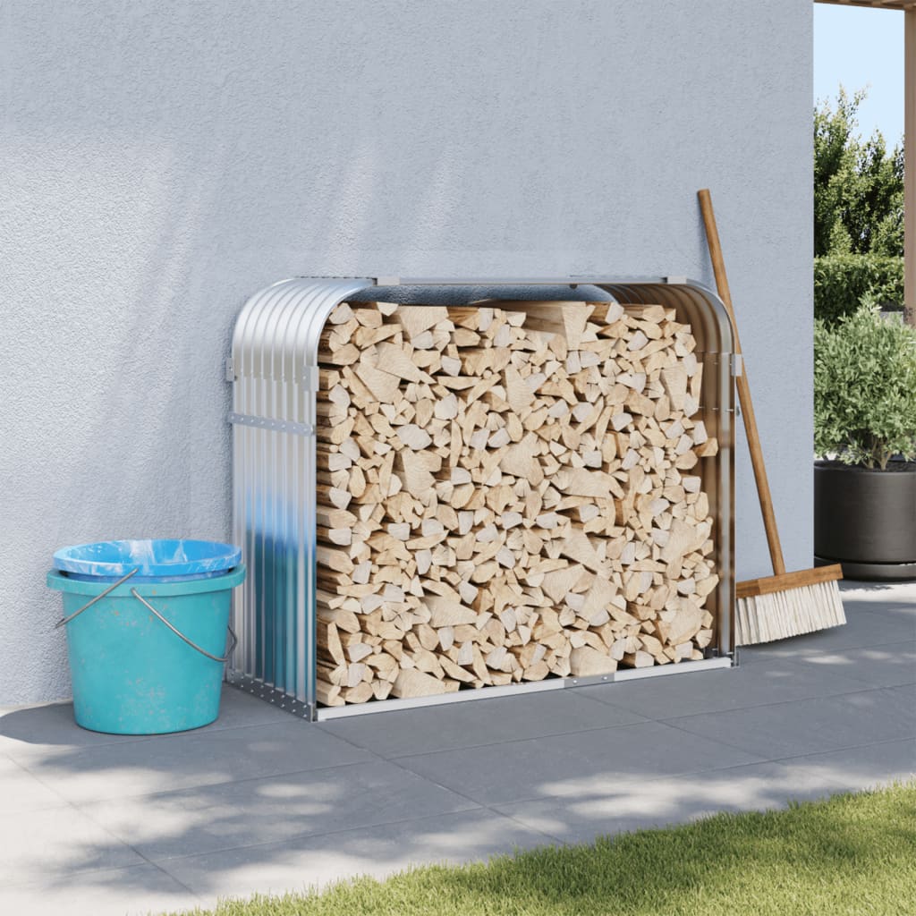 Ξυλοθήκη Ασημί 120x45x100 εκ. από Γαλβανισμένο Ατσάλι - Pakobazaar