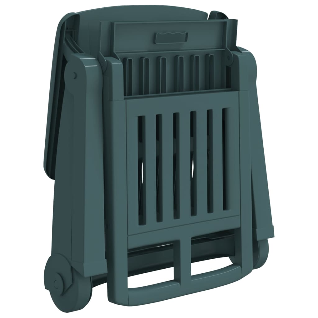 Ξαπλώστρα Πτυσσόμενη με Ρόδες Πράσινη από Πολυπροπυλένιο