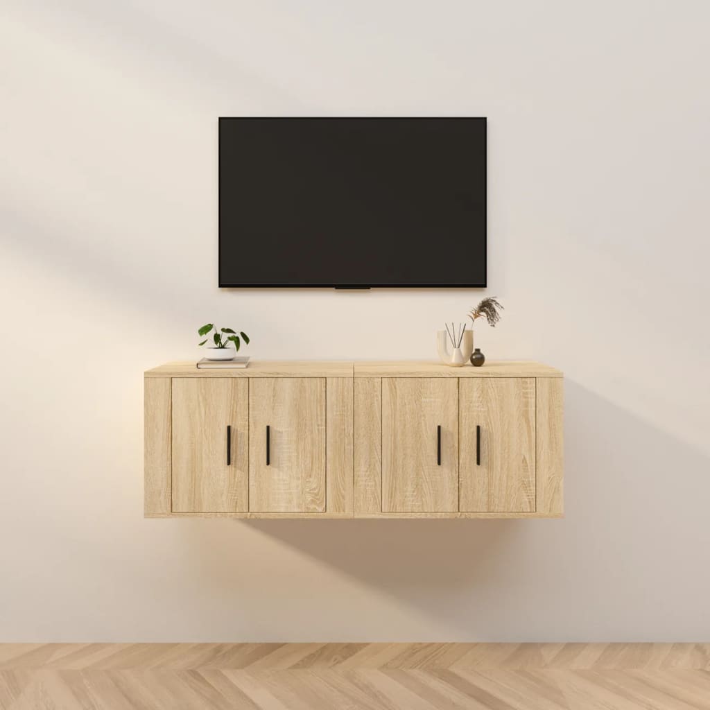 Έπιπλα Τηλεόρασης Επιτοίχια 2 τεμ. Sonoma Δρυς 57x34,5x40 εκ