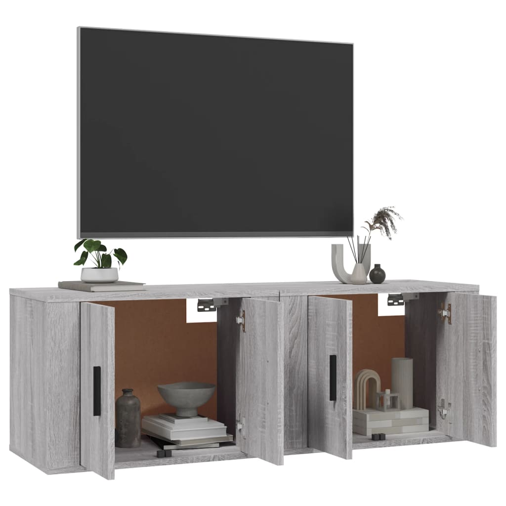 Έπιπλα Τηλεόρασης Επιτοίχια 2 τεμ. Γκρι Sonoma 57x34,5x40 εκ.