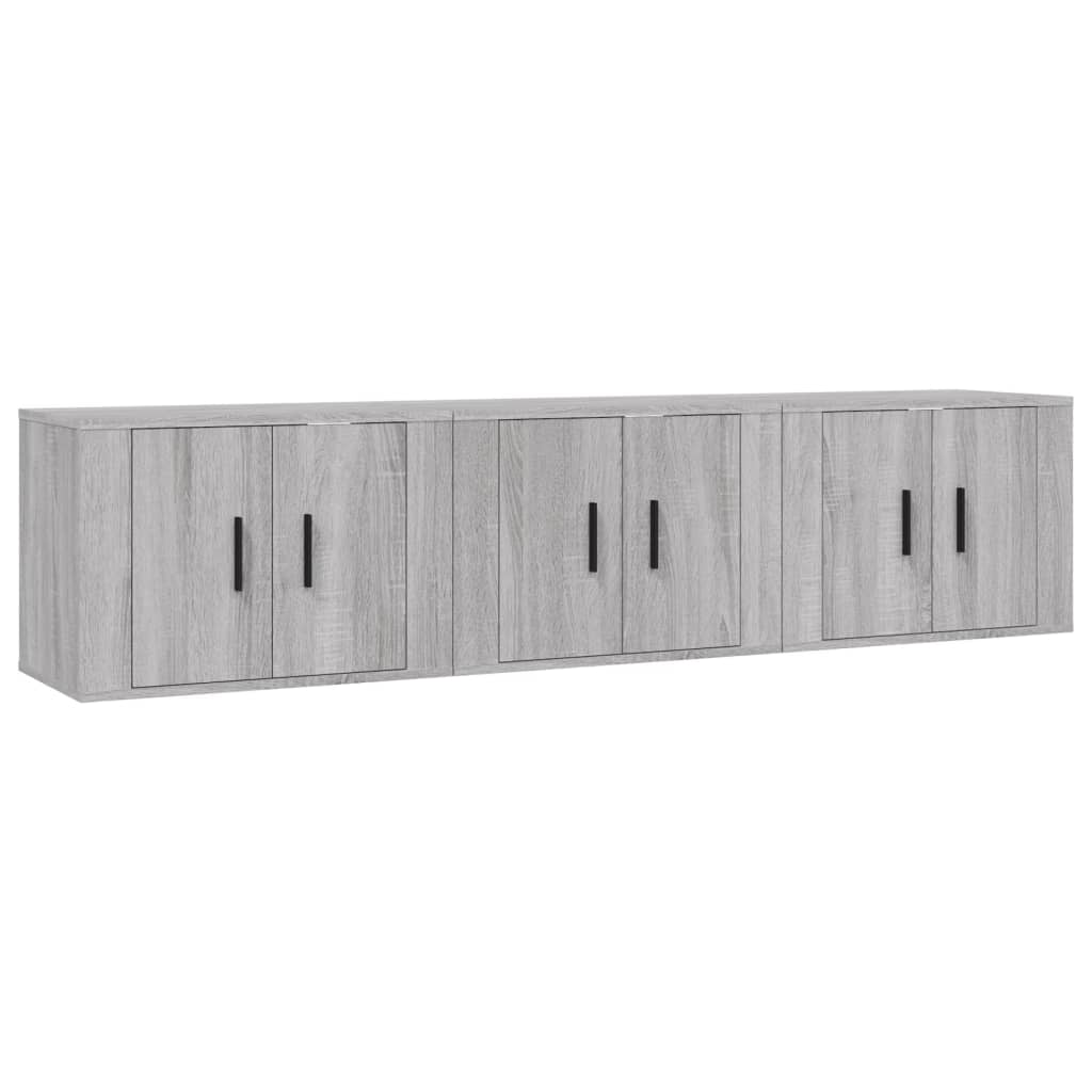 Έπιπλα Τηλεόρασης Επιτοίχια 3 τεμ. Γκρι Sonoma 57x34,5x40 εκ.
