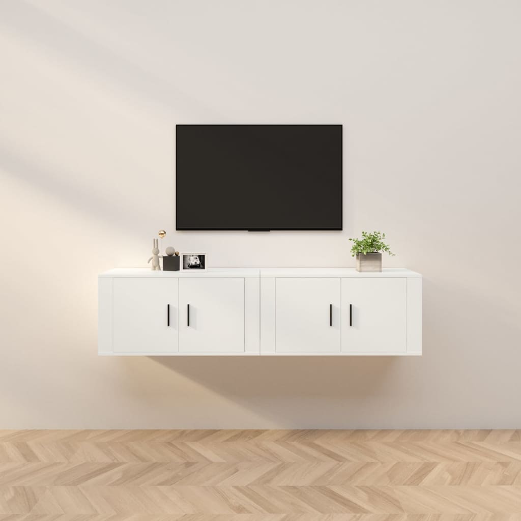 Έπιπλα Τηλεόρασης Επιτοίχια 2 τεμ. Λευκά 80 x 34,5 x 40 εκ.