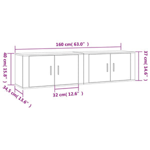 Έπιπλα Τηλεόρασης Επιτοίχια 2 τεμ. Μαύρα 80 x 34,5 x 40 εκ.