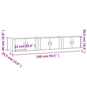 Έπιπλα Τηλεόρασης Επιτοίχια 3 τεμ. Sonoma Δρυς 80x34,5x40 εκ