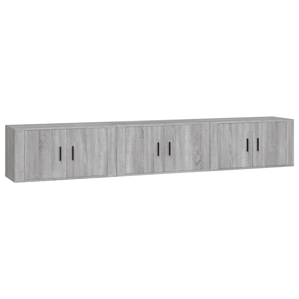 Έπιπλα Τηλεόρασης Επιτοίχια 3 τεμ. Γκρι Sonoma 80x34,5x40 εκ.