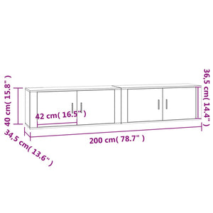 Έπιπλα Τηλεόρασης Επιτοίχια 2 τεμ. Γκρι Sonoma 100x34,5x40 εκ.