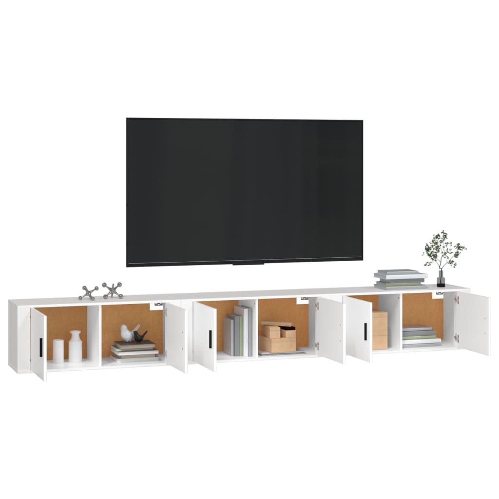 Έπιπλα Τηλεόρασης Επιτοίχια 3 τεμ. Λευκά 100x34,5x40 εκ.