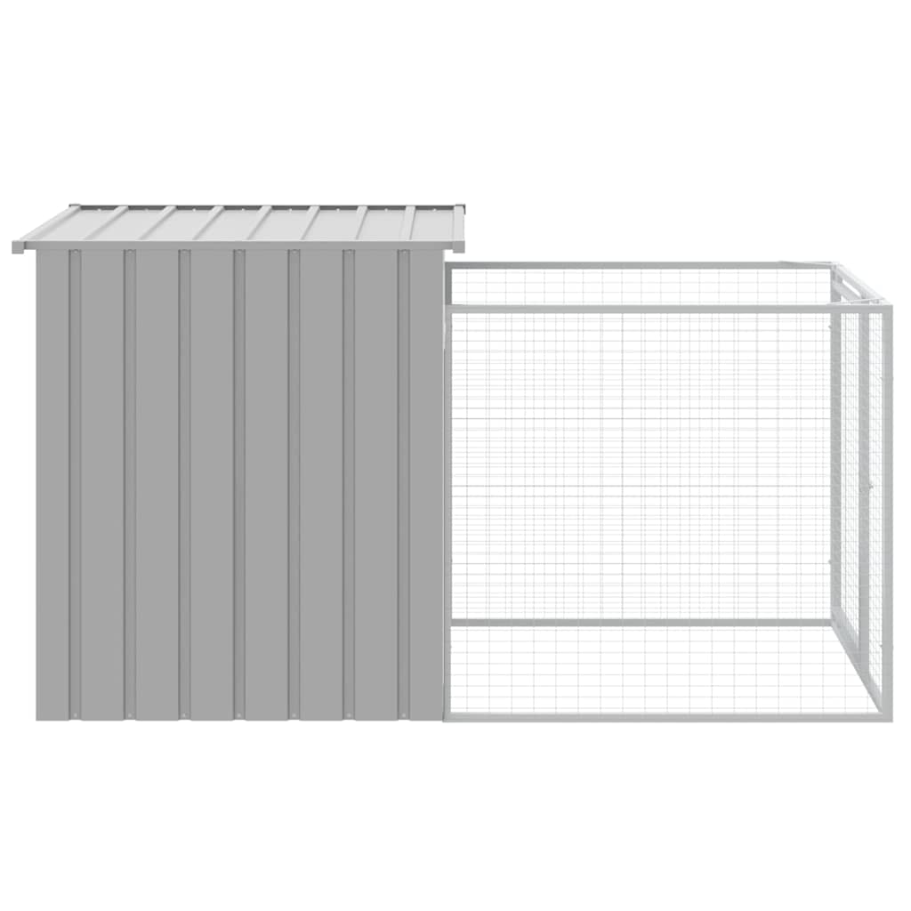 Σπιτάκι Σκύλου με Τρέξιμο Ανοιχτό Γκρι 110x201x110 εκ. από Γαλβανισμένο Ατσάλι - Pakobazaar