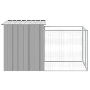 Σπιτάκι Σκύλου με Τρέξιμο Ανοιχτό Γκρι 110x201x110 εκ. από Γαλβανισμένο Ατσάλι - Pakobazaar