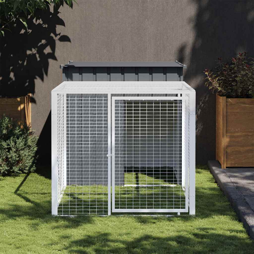 Κλουβί Κοτόπουλων με Διάδρομο Ανθρακί 110x201x110 εκ. από Γαλβανισμένο Ατσάλι - PAKOBAZAAR
