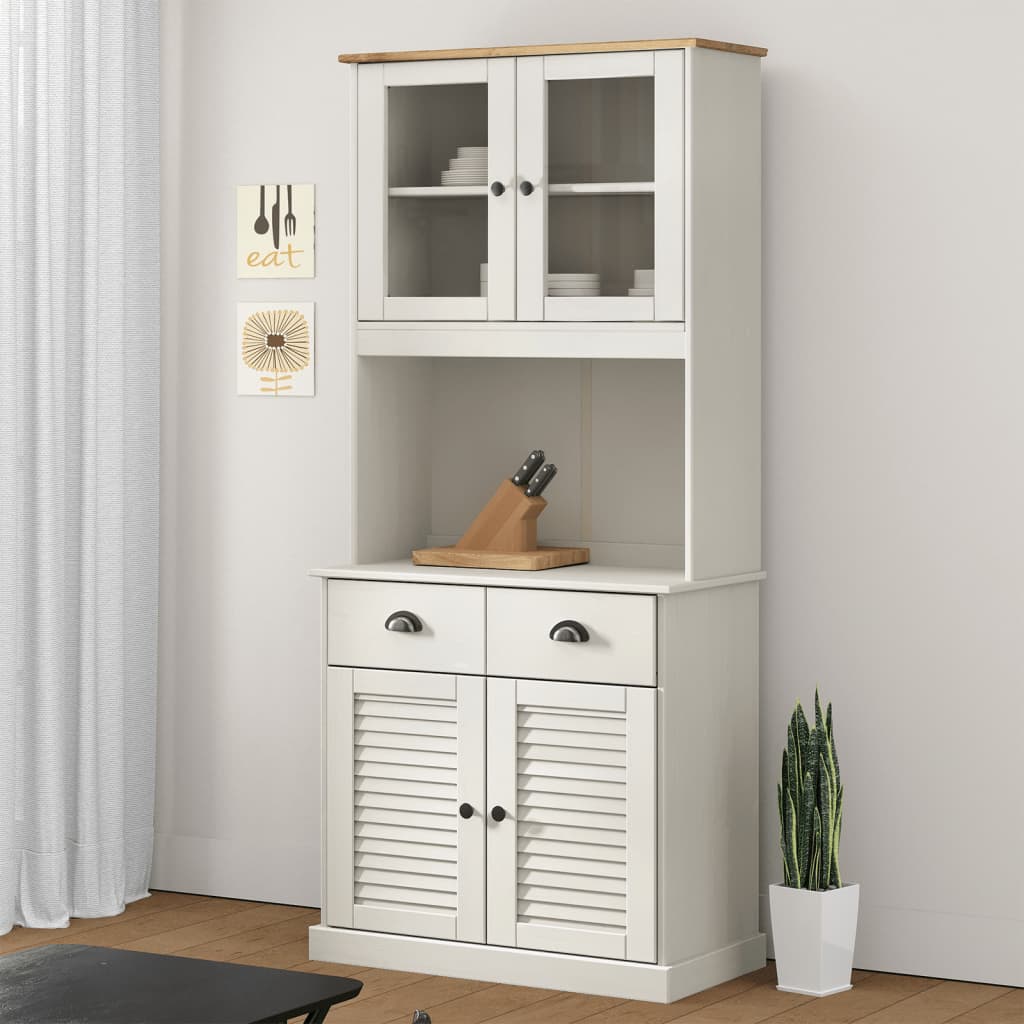 Βιτρίνα VIGO Λευκή 78 x 40 x 175 εκ. από Μασίφ Ξύλο Πεύκου - Pakobazaar