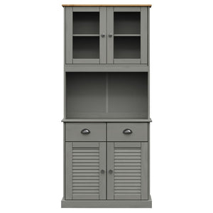 Βιτρίνα VIGO Γκρι 78 x 40 x 175 εκ. από Μασίφ Ξύλο Πεύκου - Pakobazaar
