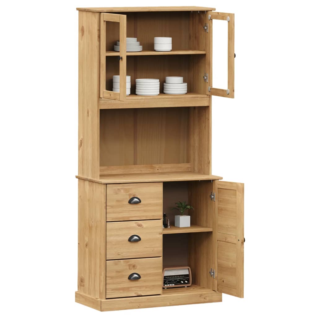 Βιτρίνα VIGO 78 x 40 x 175 εκ. από Μασίφ Ξύλο Πεύκου - Pakobazaar