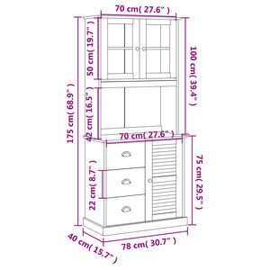 Βιτρίνα VIGO 78 x 40 x 175 εκ. από Μασίφ Ξύλο Πεύκου - Pakobazaar