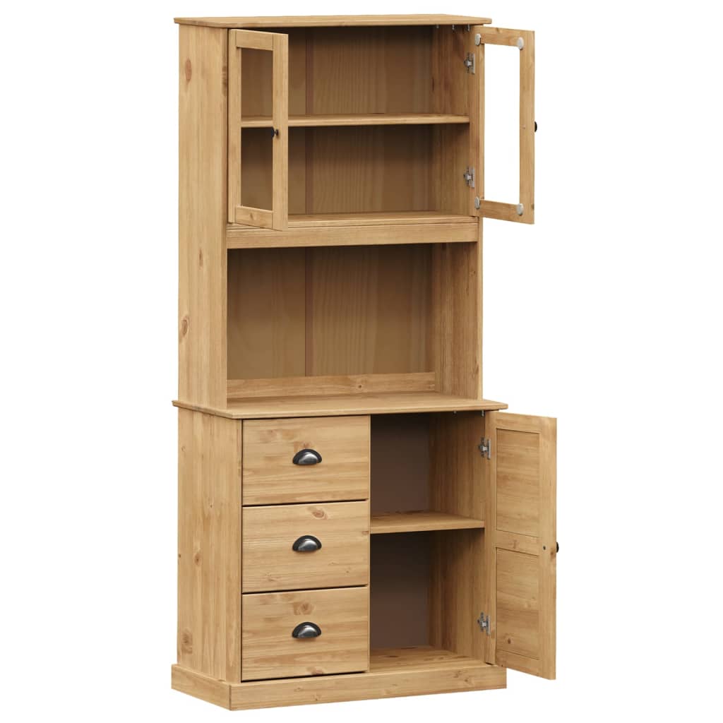 Βιτρίνα VIGO 78 x 40 x 175 εκ. από Μασίφ Ξύλο Πεύκου - Pakobazaar