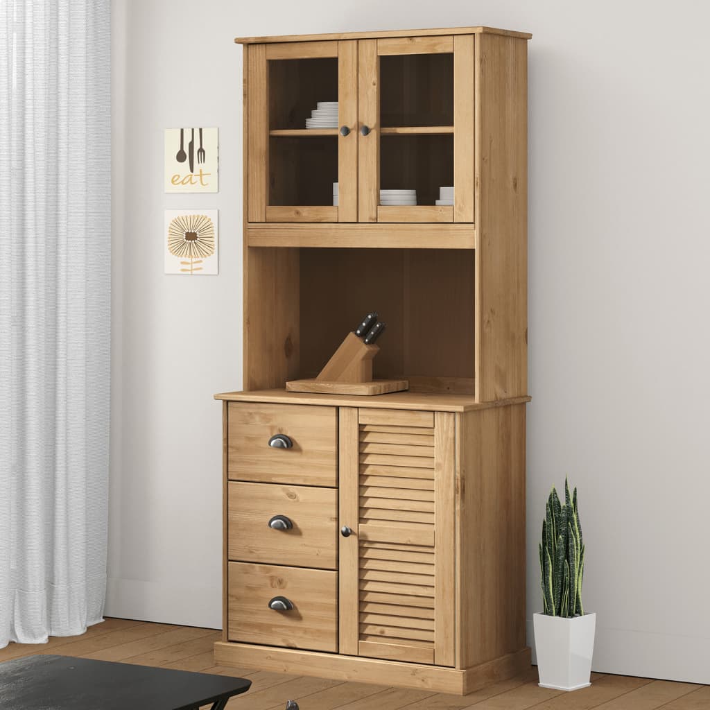 Βιτρίνα VIGO 78 x 40 x 175 εκ. από Μασίφ Ξύλο Πεύκου - Pakobazaar