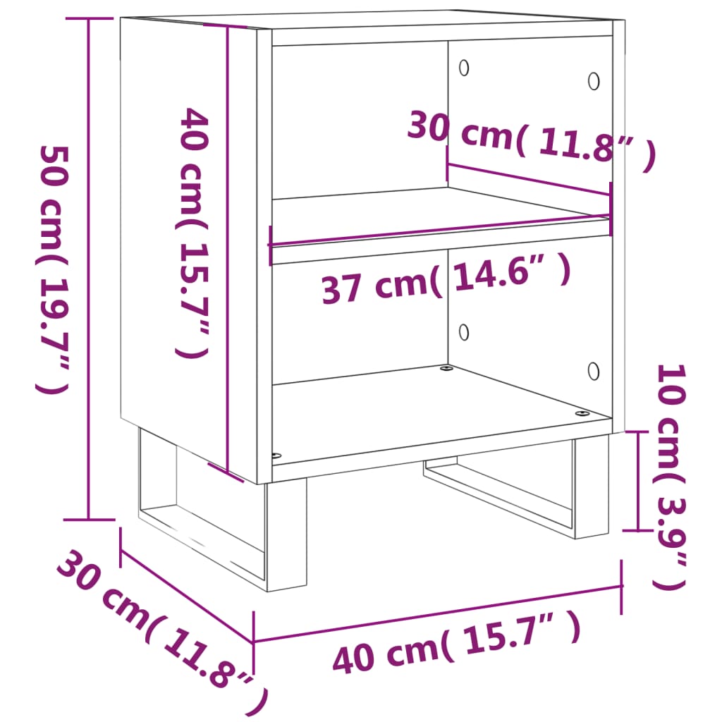Κομοδίνο Sonoma Δρυς 40x30x50 εκ. από Επεξεργασμένο Ξύλο