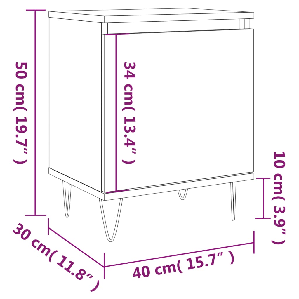 Κομοδίνο Γκρι Σκυρ. 40x30x50 εκ. από Επεξεργασμένο Ξύλο