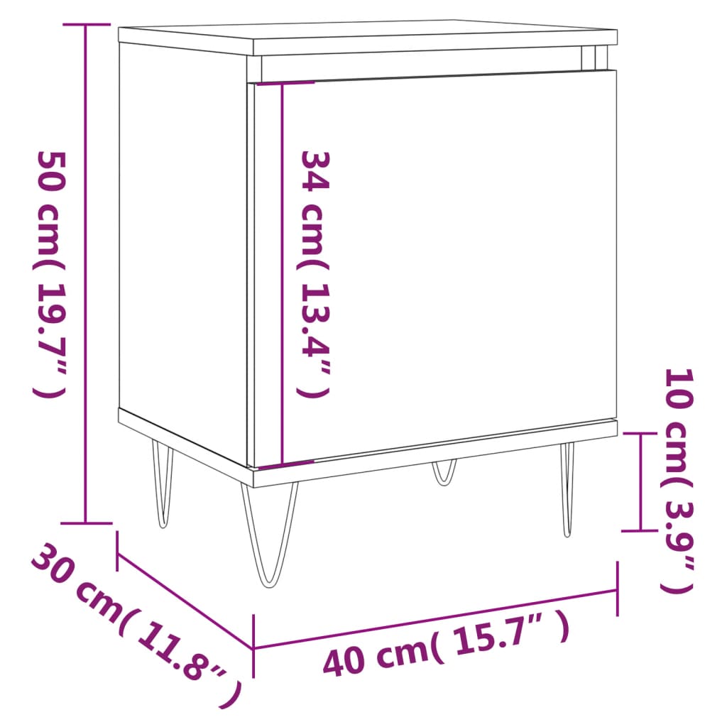 Κομοδίνο Sonoma Γκρι 40 x 30 x 50 εκ. από Επεξεργασμένο Ξύλο