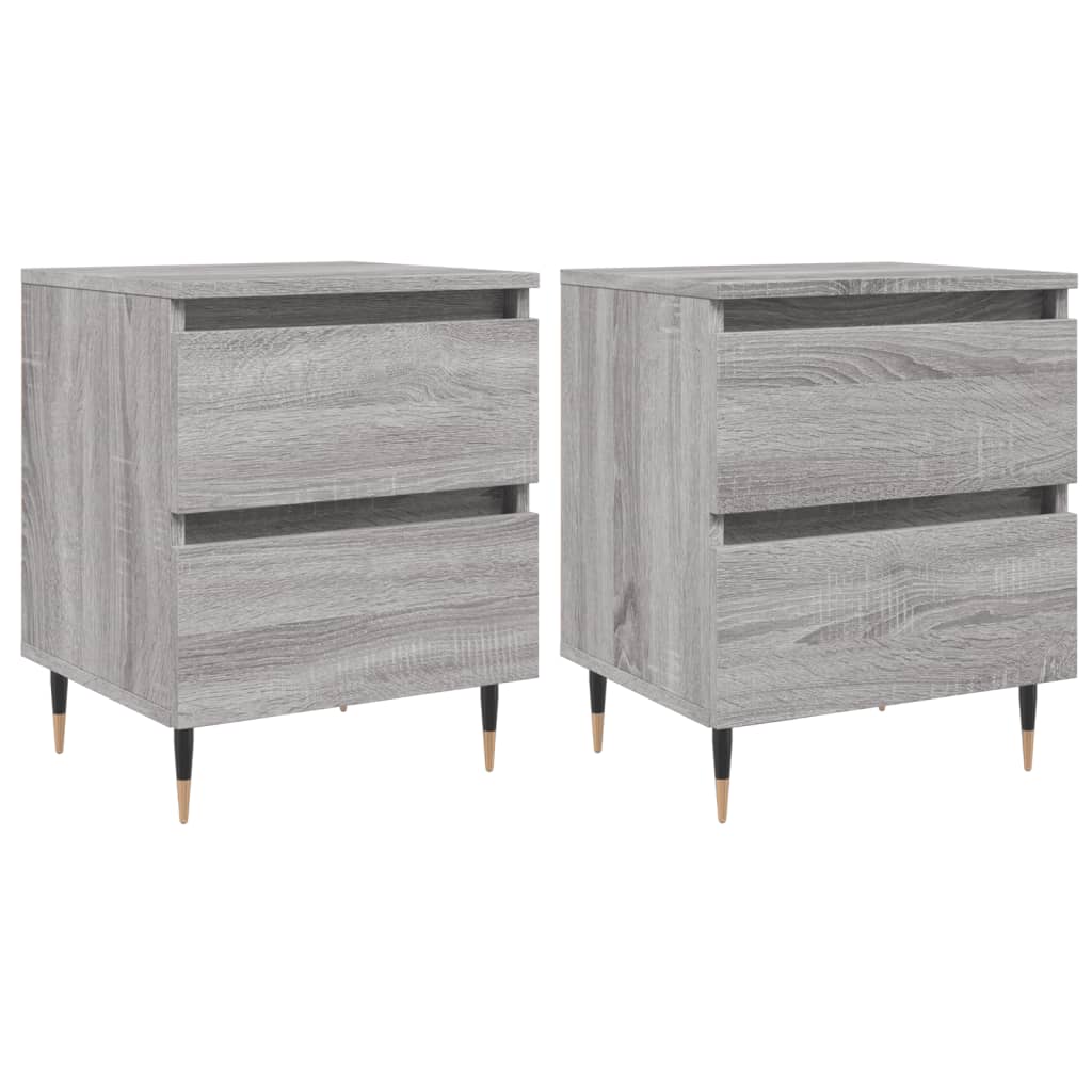 Κομοδίνα 2 τεμ. Γκρι Sonoma 40x35x50 εκ. από Επεξεργασμένο Ξύλο