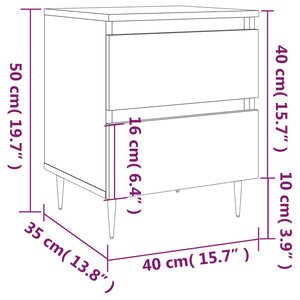 Κομοδίνα 2 τεμ. Καφέ Δρυς 40x35x50 εκ. από Επεξεργασμένο Ξύλο