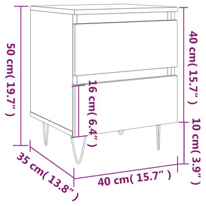 Κομοδίνο Γυαλ. Λευκό 40 x 35 x 50 εκ. από Επεξεργασμένο Ξύλο