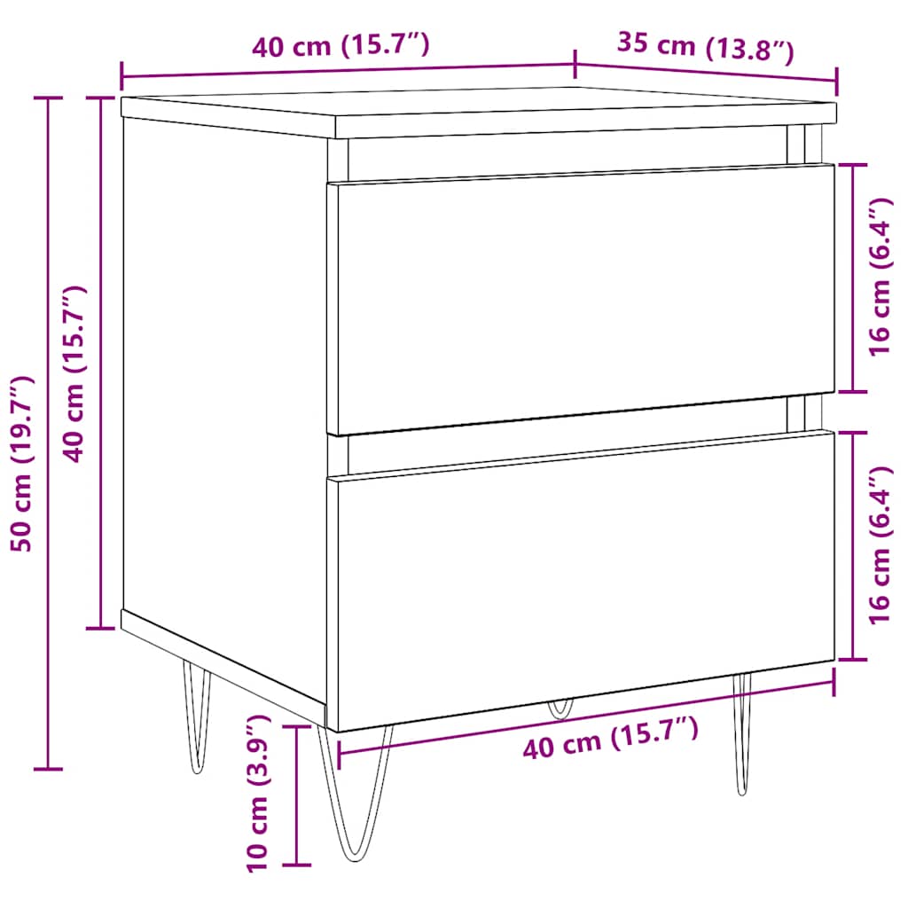 Κομοδίνο Sonoma Δρυς 40x35x50 εκ. από Επεξεργασμένο Ξύλο
