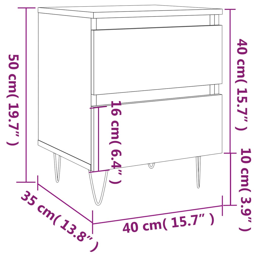 Κομοδίνο Καπνιστή Δρυς 40x35x50 εκ. από Επεξεργασμένο Ξύλο