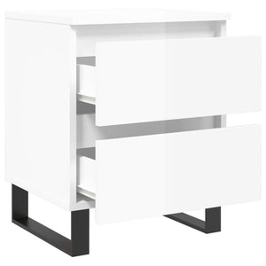 Κομοδίνο Γυαλ. Λευκό 40 x 35 x 50 εκ. από Επεξεργασμένο Ξύλο