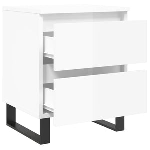 Κομοδίνα 2 τεμ. Γυαλ. Λευκό 40 x 35 x 50 εκ. Επεξεργασμένο Ξύλο