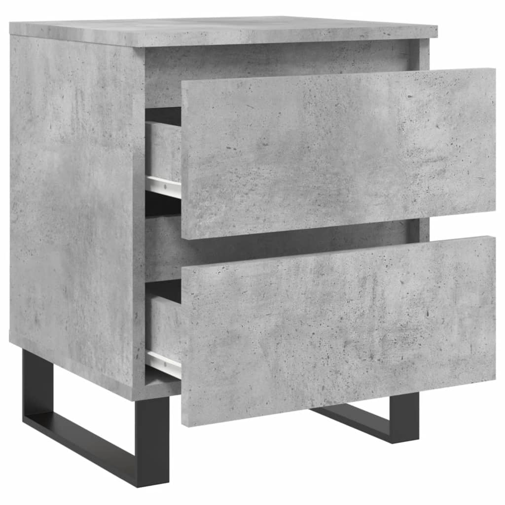 Κομοδίνα 2 τεμ. Γκρι Σκυροδέματος 40x35x50 εκ. Επεξεργ. Ξύλο