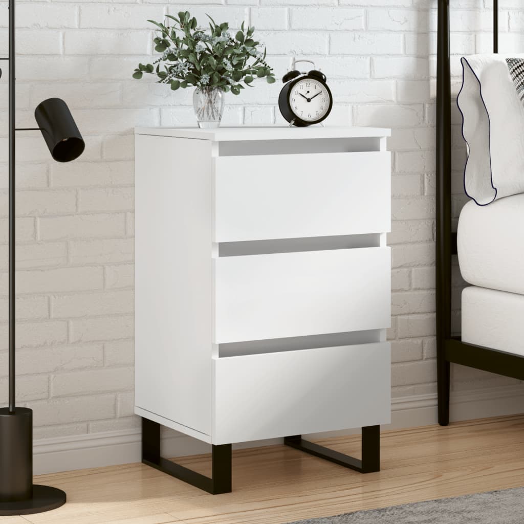 Κομοδίνο Λευκό 40 x 35 x 69 εκ. από Επεξεργασμένο Ξύλο