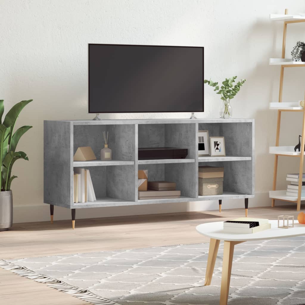Έπιπλο Τηλεόρασης Γκρι Σκυροδέματος 103,5x30x50 εκ. Επεξ. Ξύλο