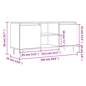 Έπιπλο Τηλεόρασης Γυαλ. Λευκό 104 x 35 x 50 εκ. Επεξεργ. Ξύλο
