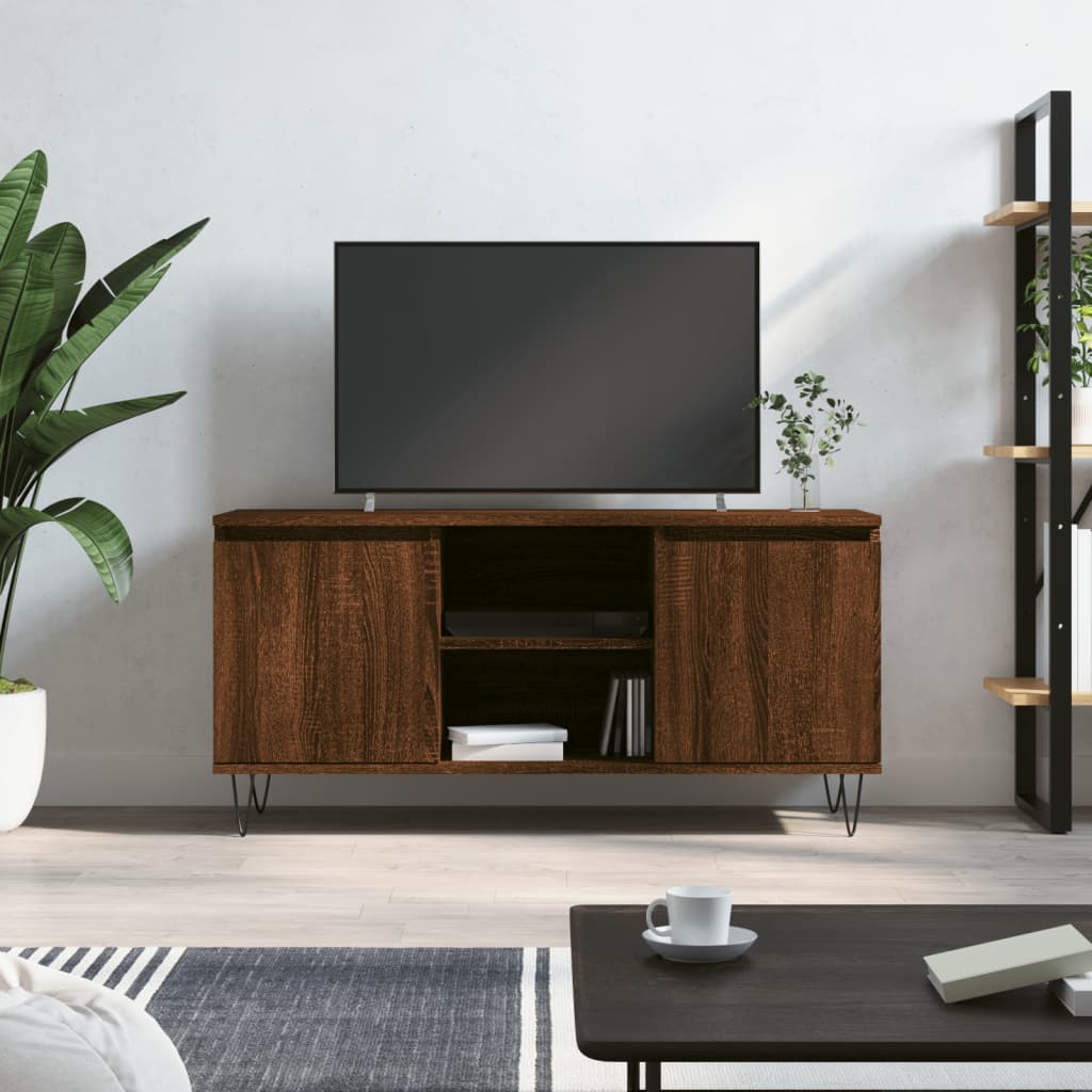 Έπιπλο Τηλεόρασης Καφέ Δρυς 104 x 35 x 50 εκ. από Επεξεργ. Ξύλο