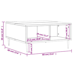 Τραπεζάκι Σαλονιού Καπνιστή Δρυς 60x60x30 εκ. Επεξεργασμ. Ξύλο