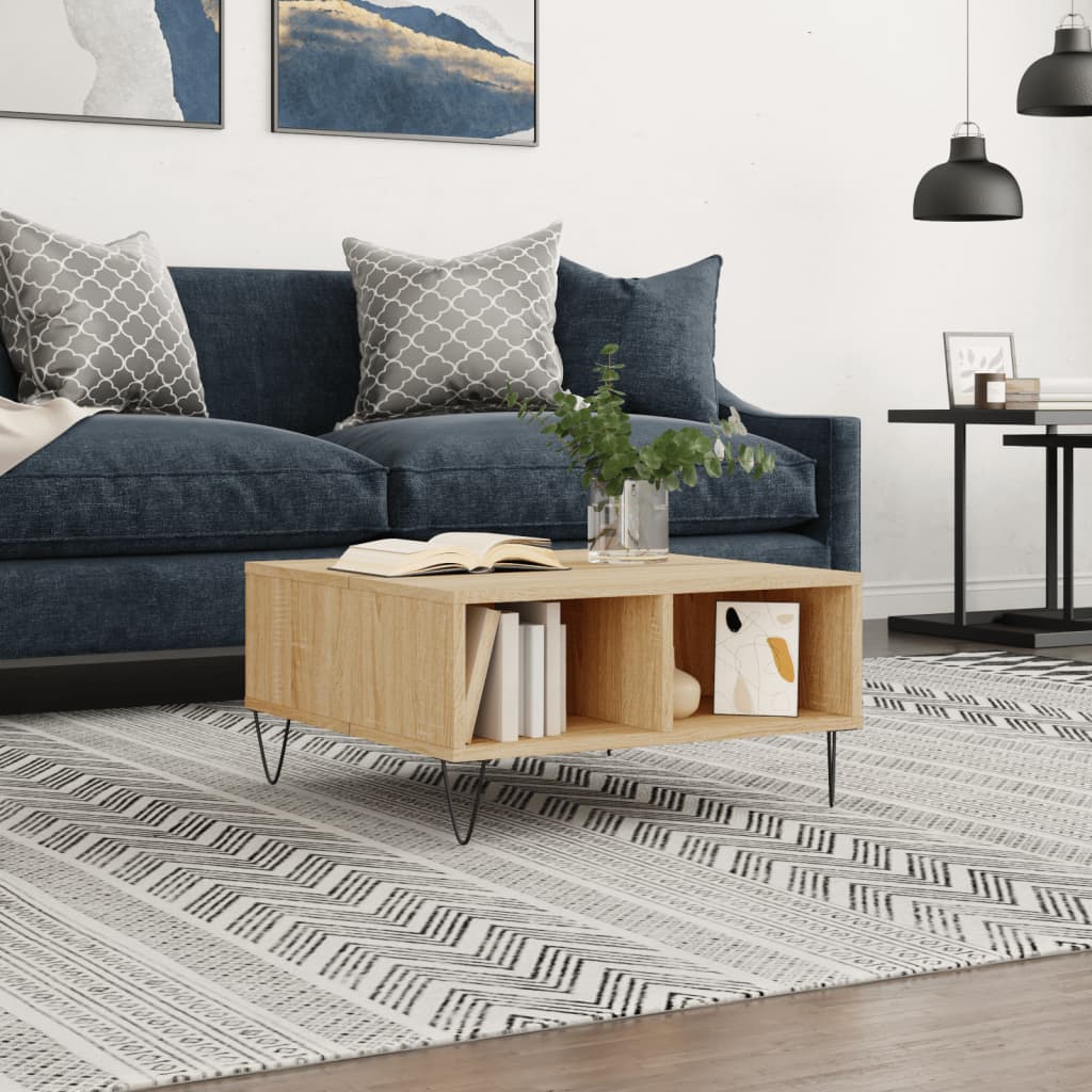 Τραπεζάκι Σαλονιού Sonoma Δρυς 60x60x30 εκ. Επεξεργασμένο Ξύλο