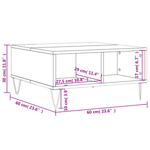 Τραπεζάκι Σαλονιού Καφέ Δρυς 60 x 60 x 30 εκ. Επεξεργασμ. Ξύλο