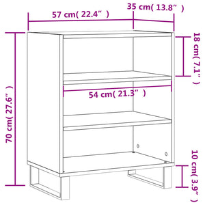 Ραφιέρα Γυαλιστερή Λευκή 57 x 35 x 70 εκ. από Επεξεργ. Ξύλο