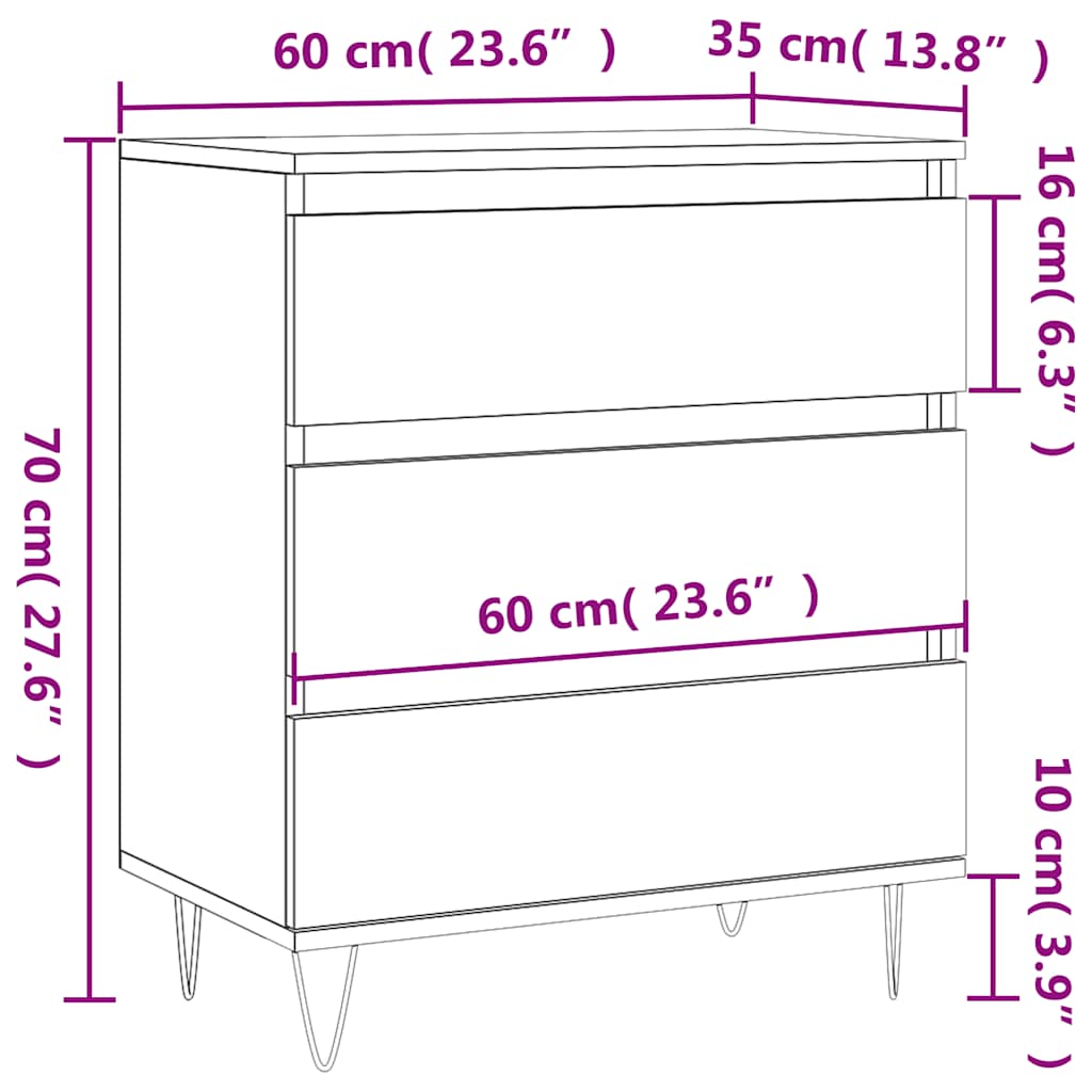 Συρταριέρα Sonoma Δρυς 60x35x70 εκ. Επεξεργασμένο Ξύλο