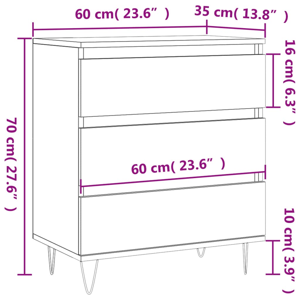 Ντουλάπι Γκρι Sonoma 60x35x70 εκ. από Επεξεργασμένο Ξύλο